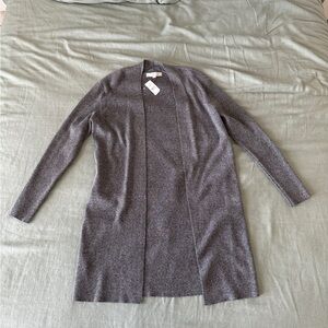 LOFT Longline Open-Front Gray Cardigan